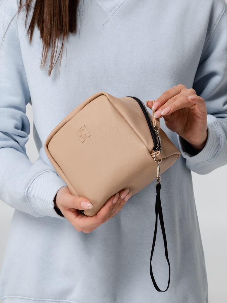 Косметичка Cubo, бежевая с логотипом