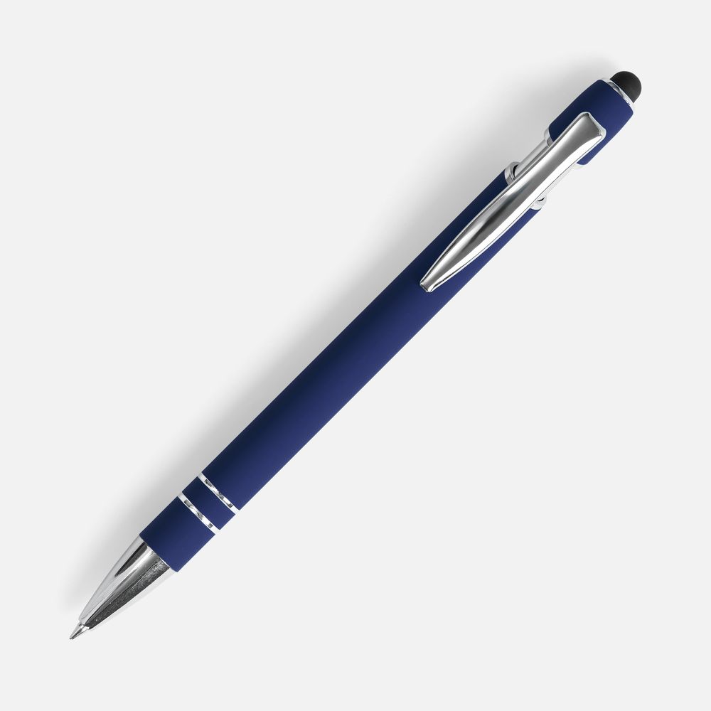 Ручка шариковая Pointer Soft Touch со стилусом, темно-синяя