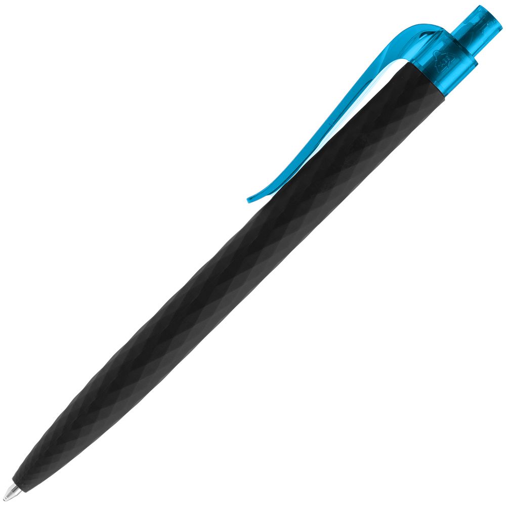 Ручка шариковая Prodir QS01 PRT-T Soft Touch, черная с голубым