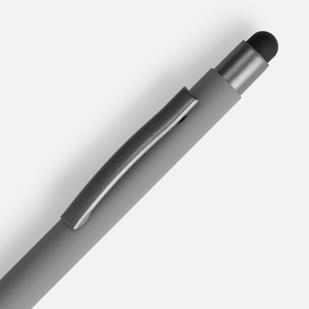 Ручка шариковая Atento Soft Touch со стилусом, серая